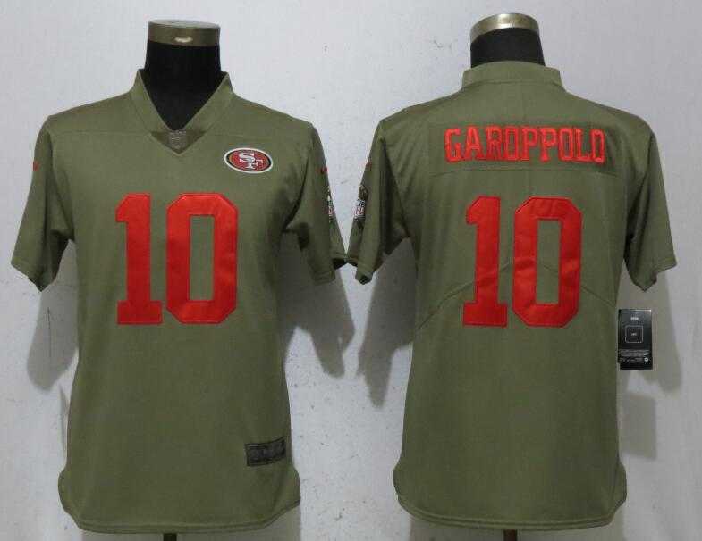 Women Nike 49ers 10 Jimmy Garoppolo Olive Salute To Service Limited Jersey,We sell and wholesale Women Nike 49ers 10 Jimmy Garoppolo Olive Salute To Service Limited Jersey on line form chian!